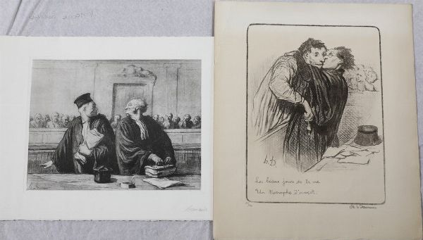 Gruppo di 4 caricature satiriche di avvocati e giudici (Daumier)  - Asta Stampe, Vedute e Carte Geografiche - Associazione Nazionale - Case d'Asta italiane