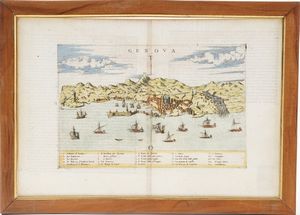 Genova - vedute Genova, vedute viste dal mare. Secolo XVI-XVII  - Asta Stampe, Vedute e Carte Geografiche - Associazione Nazionale - Case d'Asta italiane