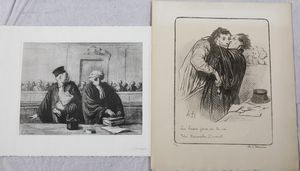 Gruppo di 4 caricature satiriche di avvocati e giudici (Daumier)  - Asta Stampe, Vedute e Carte Geografiche - Associazione Nazionale - Case d'Asta italiane