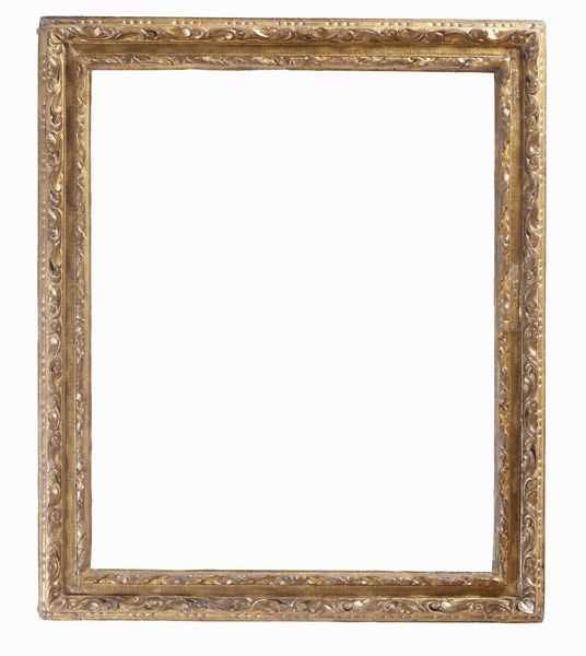 Cornice in lego modanato, intagliato a pi ordini e dorato. Italia XVII-XVIII secolo  - Asta Cornici Antiche - Associazione Nazionale - Case d'Asta italiane