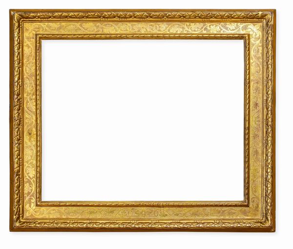 Cornice a cassetta in legno dorato e bulinato. Emilia XVI secolo  - Asta Cornici Antiche - Associazione Nazionale - Case d'Asta italiane