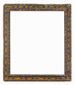 Cornice in legno intagliato, laccato e dorato. Marche XVIII secolo  - Asta Cornici Antiche - Associazione Nazionale - Case d'Asta italiane
