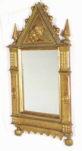 Cornice a tabernacolo in legno intagliato, laccato e dorato. XIX secolo  - Asta Cornici Antiche - Associazione Nazionale - Case d'Asta italiane