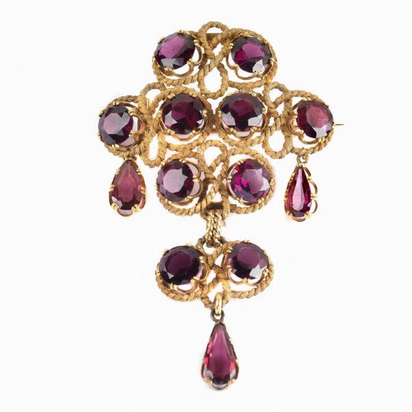 SPILLA CON PIETRE SEMIPREZIOSE  - Asta GIOIELLI - Associazione Nazionale - Case d'Asta italiane