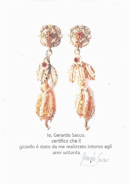GERARDO SACCO PAIO DI ORECCHINI PENDENTI  - Asta GIOIELLI - Associazione Nazionale - Case d'Asta italiane