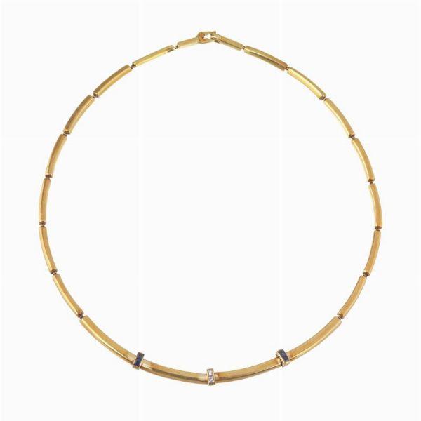 GIROCOLLO A SEGMENTI CON ZAFFIRI E DIAMANTI  - Asta GIOIELLI - Associazione Nazionale - Case d'Asta italiane