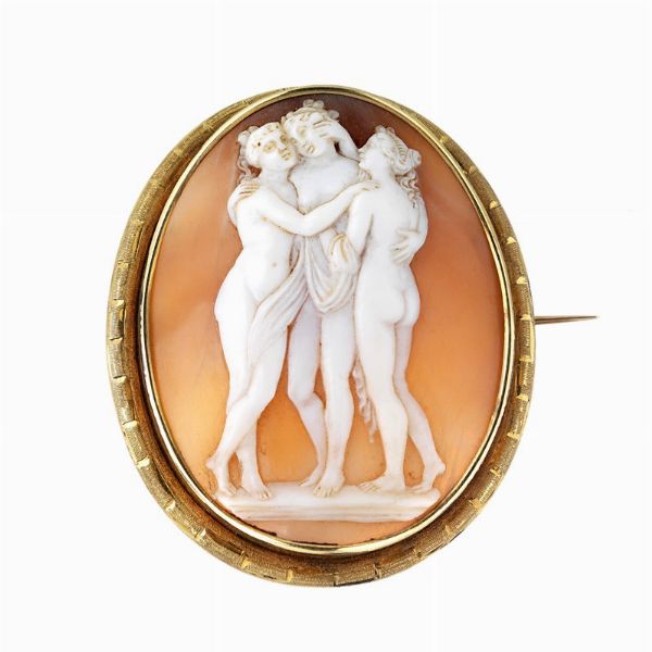 SPILLA CON CAMMEO  - Asta GIOIELLI - Associazione Nazionale - Case d'Asta italiane