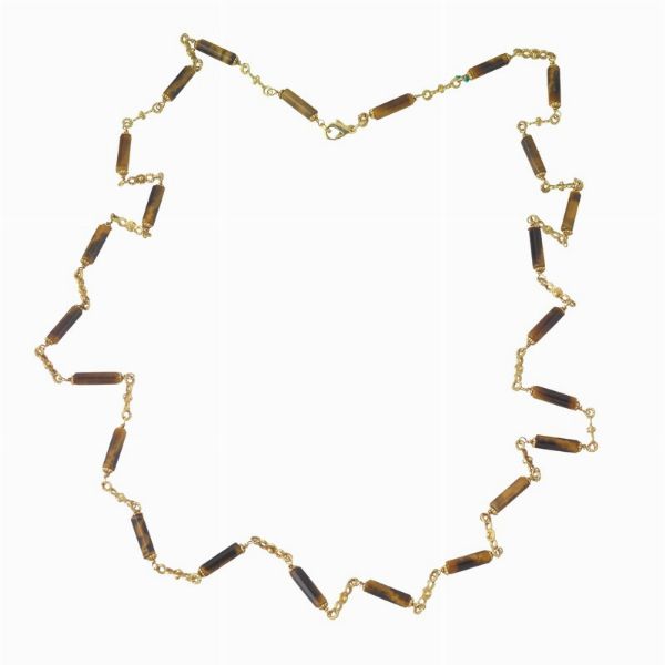 LUNGA COLLANA A CATENA OCCHIO DI TIGRE  - Asta GIOIELLI - Associazione Nazionale - Case d'Asta italiane