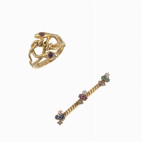 ANELLO CON SPILLA  - Asta GIOIELLI - Associazione Nazionale - Case d'Asta italiane