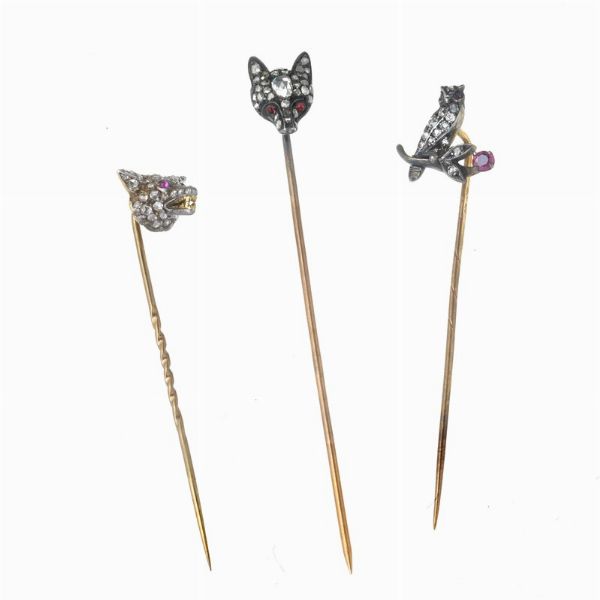 TRE SPILLE ANIMALIER  - Asta GIOIELLI - Associazione Nazionale - Case d'Asta italiane