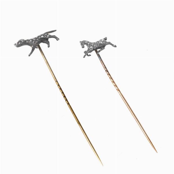 DUE SPILLE ANIMALIER  - Asta GIOIELLI - Associazione Nazionale - Case d'Asta italiane