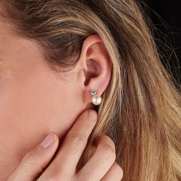 PAIO DI ORECCHINI CON PERLE E DIAMANTI  - Asta GIOIELLI - Associazione Nazionale - Case d'Asta italiane