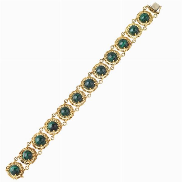 BRACCIALE CON SEMISFERE IN MALACHITE  - Asta GIOIELLI - Associazione Nazionale - Case d'Asta italiane