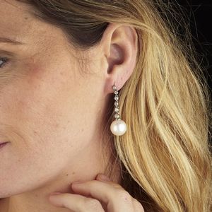 PAIO DI ORECCHINI PENDENTI CON PERLE E DIAMANTI  - Asta GIOIELLI - Associazione Nazionale - Case d'Asta italiane