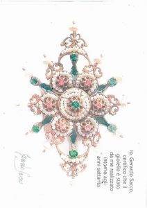 GERARDO SACCO PENDENTE A FORMA DI CROCE CON SPILLA  - Asta GIOIELLI - Associazione Nazionale - Case d'Asta italiane