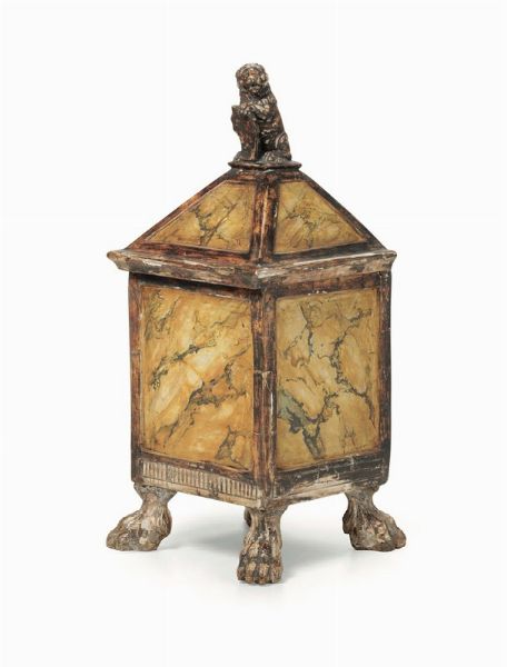 Scatola in legno intagliato e dipinto, XVIII secolo  - Asta Una Nobile Dimora Fiorentina - Associazione Nazionale - Case d'Asta italiane
