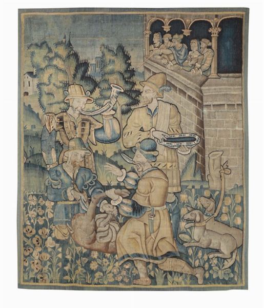 Arazzo con scena di caccia, Fiandre XVI secolo  - Asta Una Nobile Dimora Fiorentina - Associazione Nazionale - Case d'Asta italiane