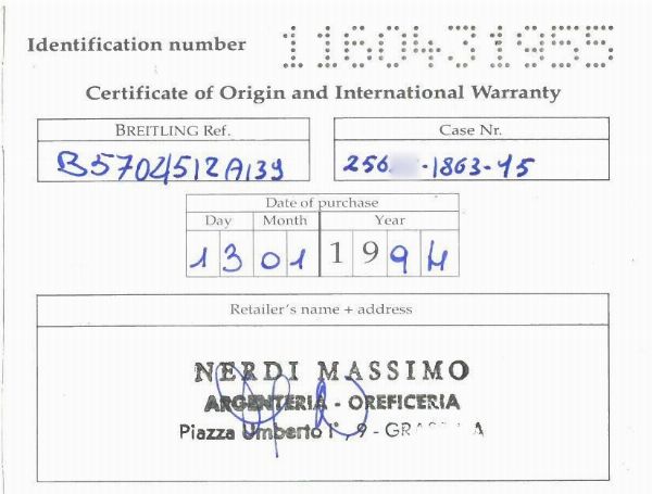 BREITLING CALLISTO REF. B57045 N. 256XX ANNO 1994  - Asta OROLOGI E PENNE - Associazione Nazionale - Case d'Asta italiane