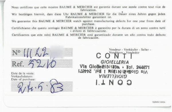 Baume & Mercier : BAUME & MERCIER OROLOGIO DA DONNA REF. 5216 N. 11122XX  - Asta OROLOGI E PENNE - Associazione Nazionale - Case d'Asta italiane