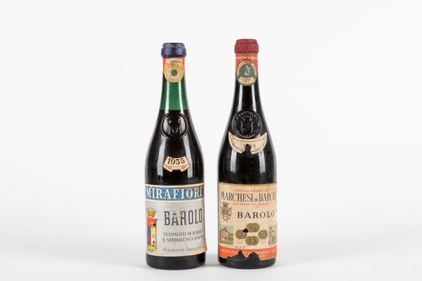 Langhe : Mirafiore Barolo 1955 (1 BT) e Marchesi di Barolo Barolo 1959 (1 BT)  - Asta Vini e Distillati - Associazione Nazionale - Case d'Asta italiane