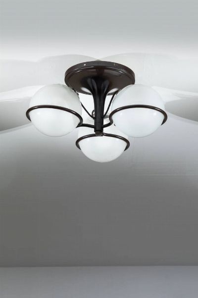GINO SARFATTI : Lampada a sospensione a tre luci  - Asta Design - Associazione Nazionale - Case d'Asta italiane