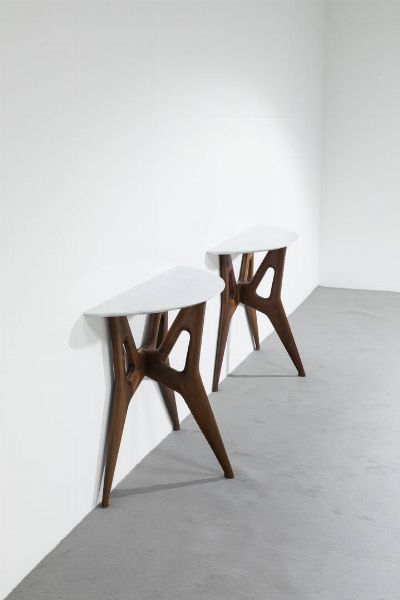 PARISI ICO (attribuito) : Coppia di consolle  - Asta Design - Associazione Nazionale - Case d'Asta italiane