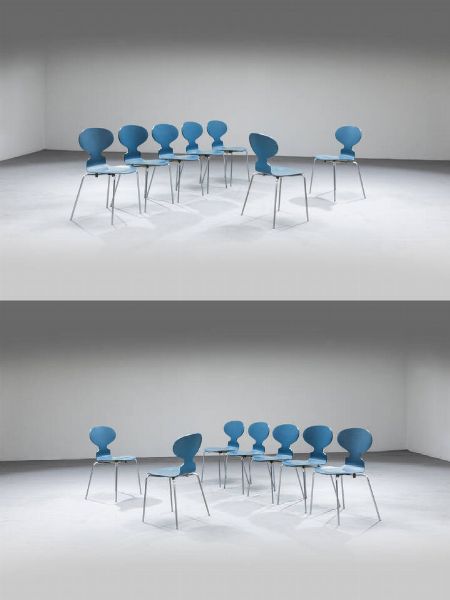 ARNE JACOBSEN : Set di quattordici sedie mod. Myran  - Asta Design - Associazione Nazionale - Case d'Asta italiane