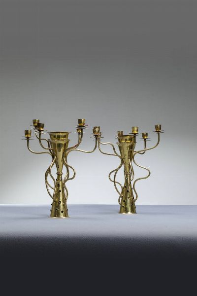 Borek Sipek : Coppia di candelabri a sei braccia  - Asta Design - Associazione Nazionale - Case d'Asta italiane