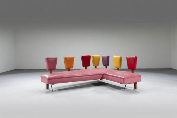 MAURIZIO TEMPESTINI : Grande panca angolare a sette posti  - Asta Design - Associazione Nazionale - Case d'Asta italiane