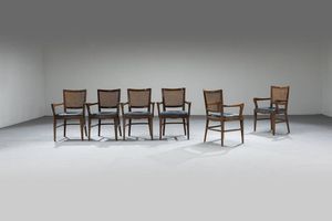 PRODUZIONE ITALIANA - Lotto di sei sedute con braccioli