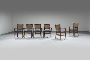 PRODUZIONE ITALIANA - Lotto di sei sedie con braccioli