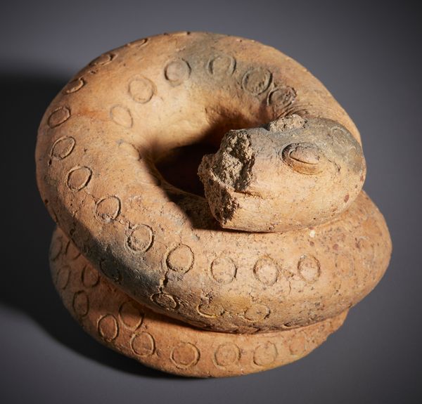 Bambara - Mali : Piccola scultura zoomorfa a forma di serpente acciambellato in terracotta  - Asta Asta 444 | AFRICA, OCEANIA E AMERICHE - ARTIGIANATO AFRICANO: VARI COMMITTENTI E SELEZIONE DALLA COLLEZIONE BARTOLOMUCCI Online - Associazione Nazionale - Case d'Asta italiane