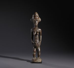 Baule - Costa d'Avorio - Nello stile di Scultura antropomorfa femminile  in legno duro a patina marrone