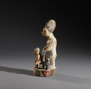 Yoruba -Nigeria : Nello stile di Gruppo scultoreo con figure antropomorfe  in legno, caolino e pigmenti  - Asta Asta 444 | AFRICA, OCEANIA E AMERICHE - ARTIGIANATO AFRICANO: VARI COMMITTENTI E SELEZIONE DALLA COLLEZIONE BARTOLOMUCCI Online - Associazione Nazionale - Case d'Asta italiane