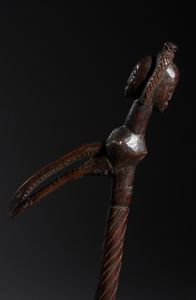 Bwa - Mali/Burkina Faso - Nello stile di Bastone-insegna di rango con figure antropozoomorfe in legno duro a patina marrone