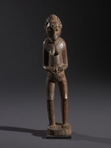 Baule - Costa d'Avorio - Nello stile di Scultura antropomorfa femminile  in legno duro a patina marrone