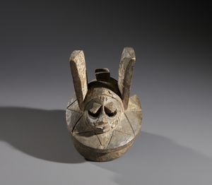 Yoruba -Nigeria - Nello stile di Piccola maschera antropomorfa  in legno e pigmenti
