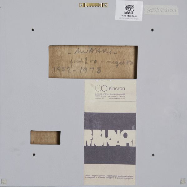 MUNARI BRUNO (1907 - 1998) : POSITIVO-NEGATIVO, 1952-1975  - Asta Asta 445 | ARTE MODERNA E CONTEMPORANEA - SELECTED Online - Associazione Nazionale - Case d'Asta italiane