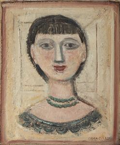CAMPIGLI  MASSIMO (1895 - 1971) : RAGAZZA BRUNA / FANCIULLA CON COLLANA, 1957  - Asta Asta 445 | ARTE MODERNA E CONTEMPORANEA - SELECTED Online - Associazione Nazionale - Case d'Asta italiane