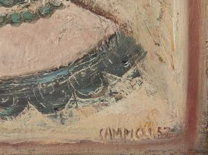 CAMPIGLI  MASSIMO (1895 - 1971) : RAGAZZA BRUNA / FANCIULLA CON COLLANA, 1957  - Asta Asta 445 | ARTE MODERNA E CONTEMPORANEA - SELECTED Online - Associazione Nazionale - Case d'Asta italiane