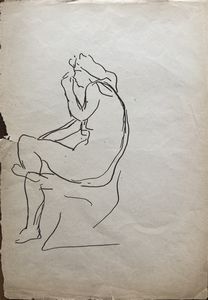 FONTANA LUCIO (1899 - 1968) - NUDO FEMMINILE SEDUTO DI PROFILO, 1939-40