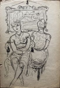 FONTANA LUCIO (1899 - 1968) - DUE DONNE SEDUTE, 1939-40