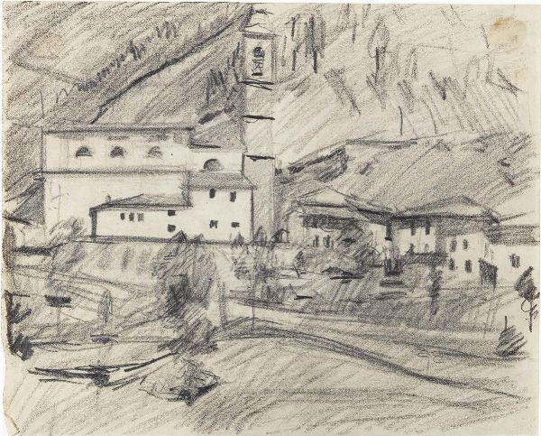 Mario Sironi : Paesaggio con chiesa  - Asta PARADE V - Arte Contemporanea - Associazione Nazionale - Case d'Asta italiane