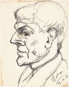 OTTONE ROSAI - Ritratto di uomo di profilo