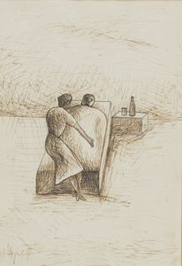 OTTONE ROSAI - Infermiera e uomo malato a letto