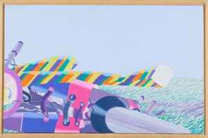 Umberto Buscioni - Motocicletta nell'erba