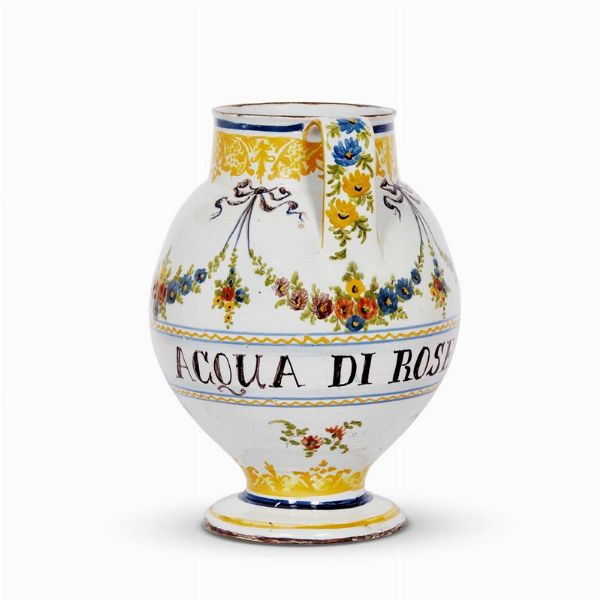 VERSATOIO, FAENZA, MANIFATTURA FERNIANI, MET&Agrave; SECOLO XVIII  - Asta UNA COLLEZIONE DI VASI DA FARMACIA IN MAIOLICA - Associazione Nazionale - Case d'Asta italiane