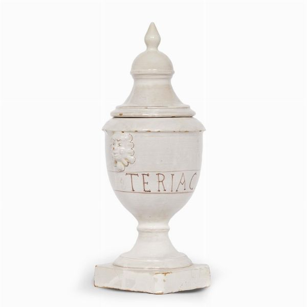 VASO CON COPERCHIO, SASSUOLO, PRIMA MET&Agrave; SECOLO XIX  - Asta UNA COLLEZIONE DI VASI DA FARMACIA IN MAIOLICA - Associazione Nazionale - Case d'Asta italiane