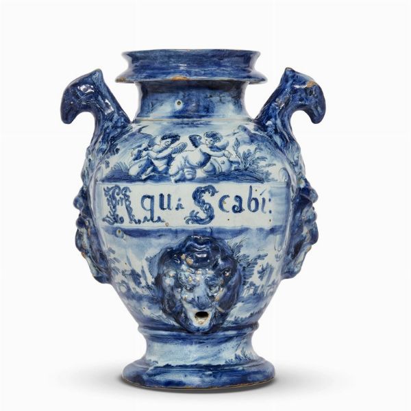 STAGNONE, SAVONA O ALBISOLA,   PRIMA MET� SECOLO XVIII  - Asta UNA COLLEZIONE DI VASI DA FARMACIA IN MAIOLICA - Associazione Nazionale - Case d'Asta italiane