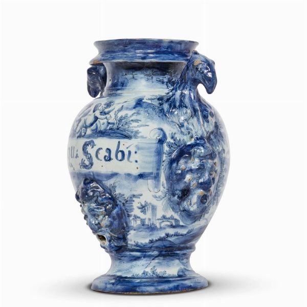 STAGNONE, SAVONA O ALBISOLA,   PRIMA MET� SECOLO XVIII  - Asta UNA COLLEZIONE DI VASI DA FARMACIA IN MAIOLICA - Associazione Nazionale - Case d'Asta italiane